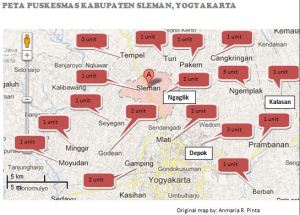 Peta Jumlah Puskesmas di Kabupaten Sleman, Yogyakarta